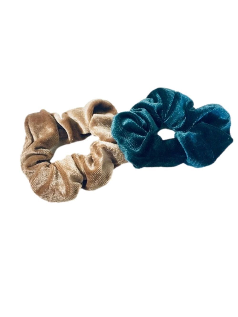 Green and Mocha Brown Velvet Scrunchie Bundle NEW